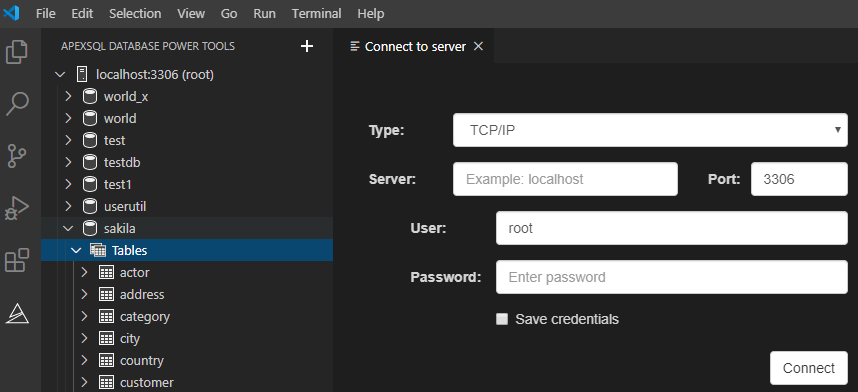 Connect to MySQL