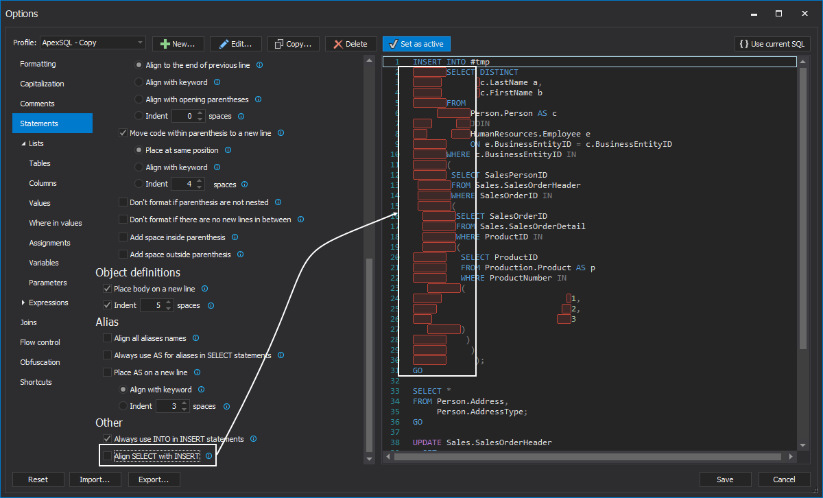 ApexSQL Refactor preview impact