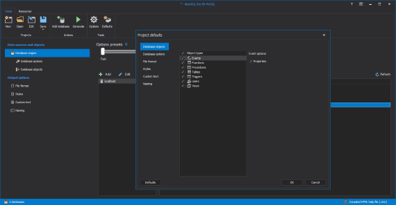 MySQL database documentation tool