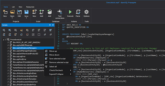 Multi-database SQL script execution