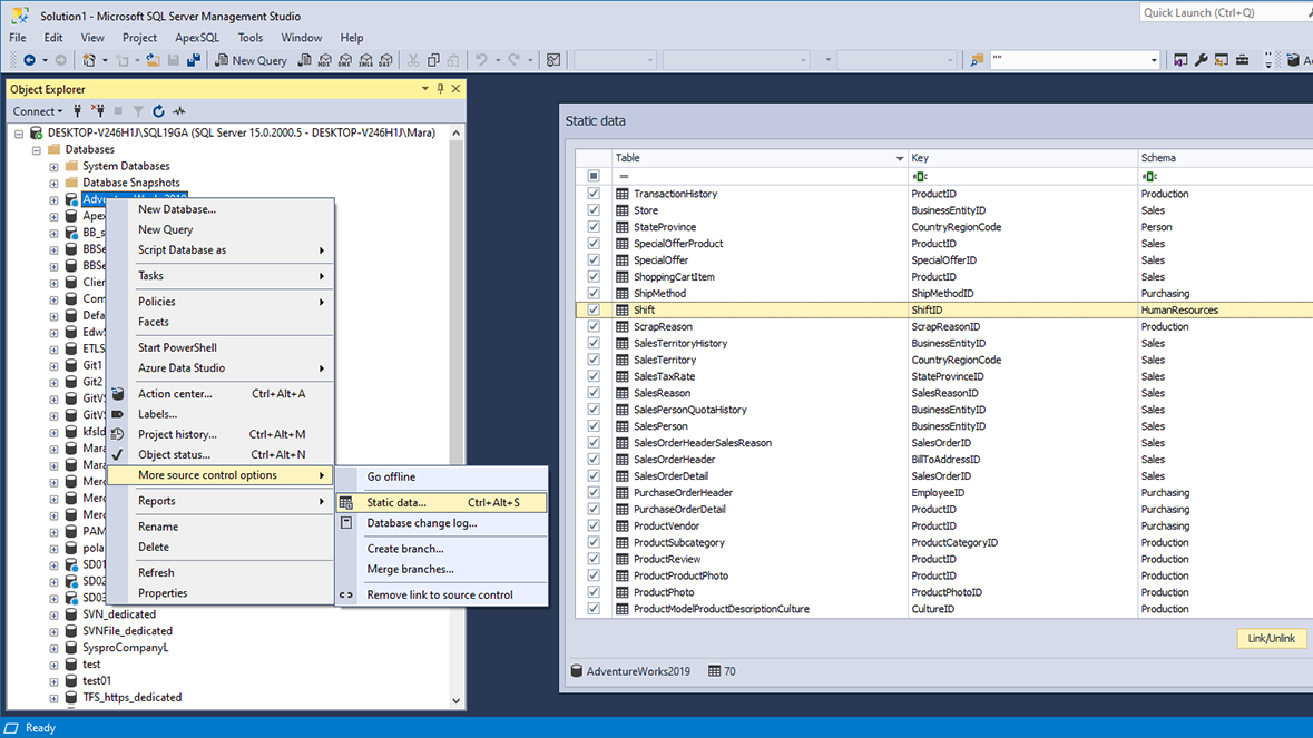 Static data under version control