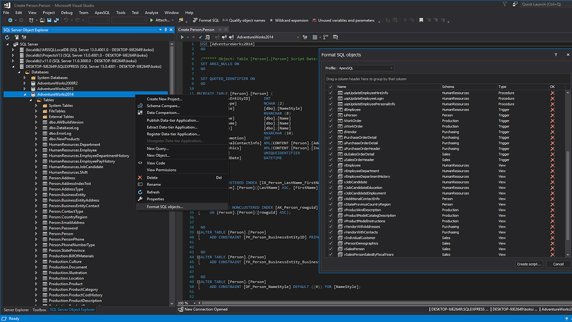 Batch object formatting