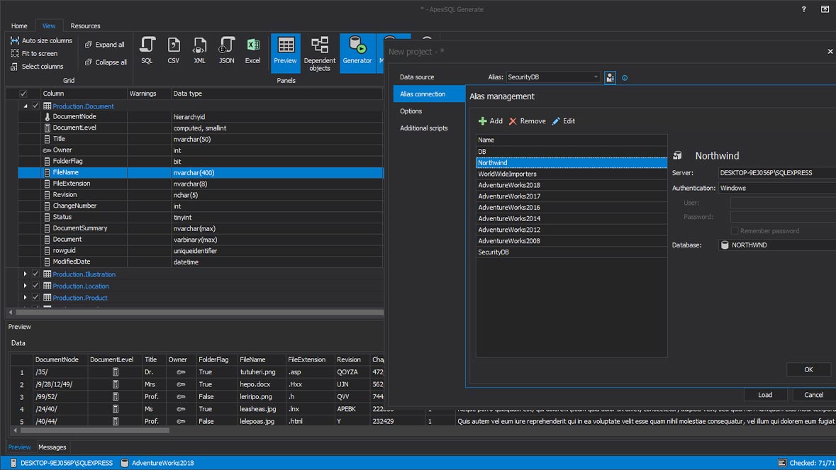 Column level alias management