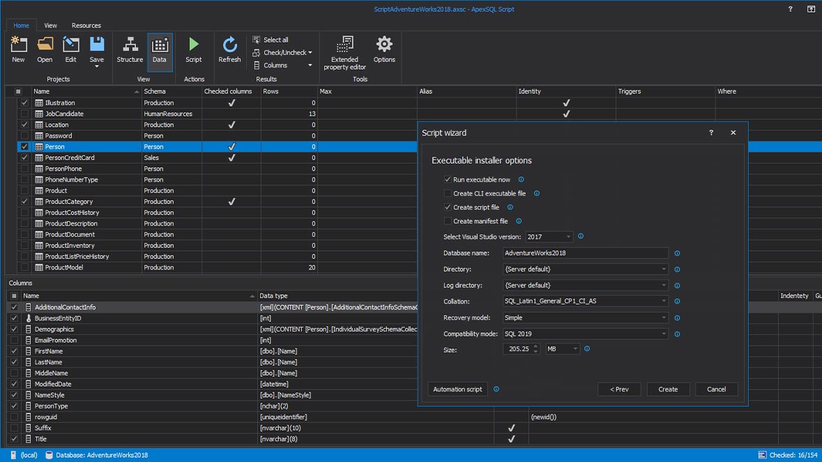 Executable installer creation to package script deployments