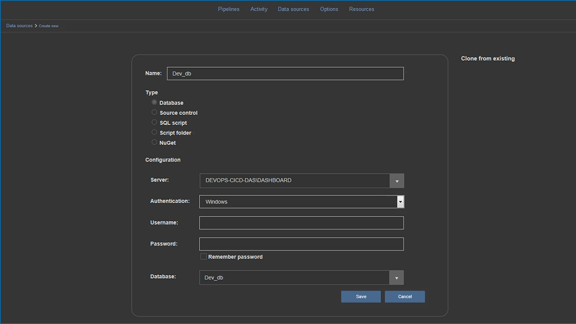 Test/temporary database setup