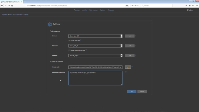 An introduction to ApexSQL CI CD toolkit Web Dashboard - pipeline steps overview